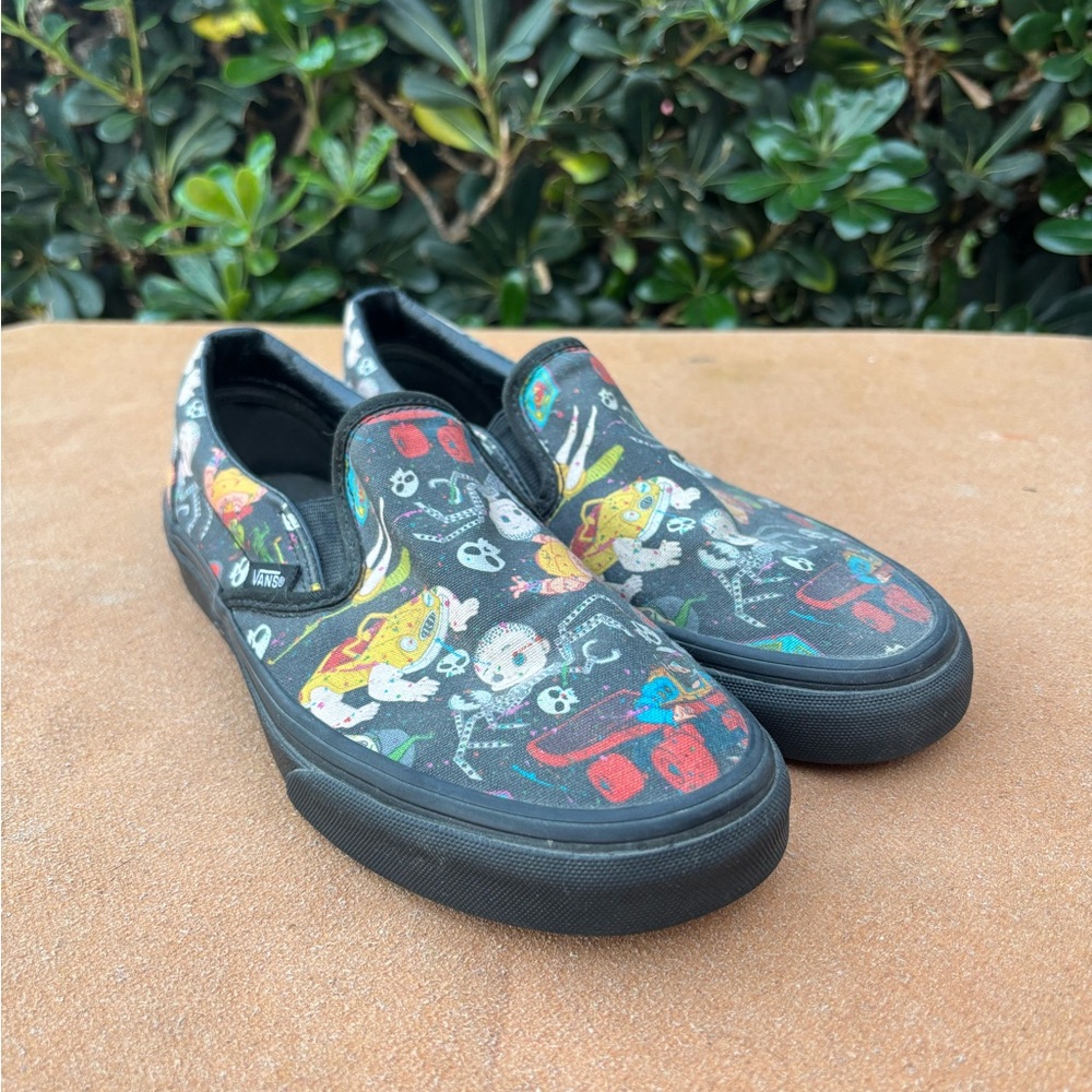 Toy Story Vans Sid Kids Slip-On Shoes - Black with Colorful Print